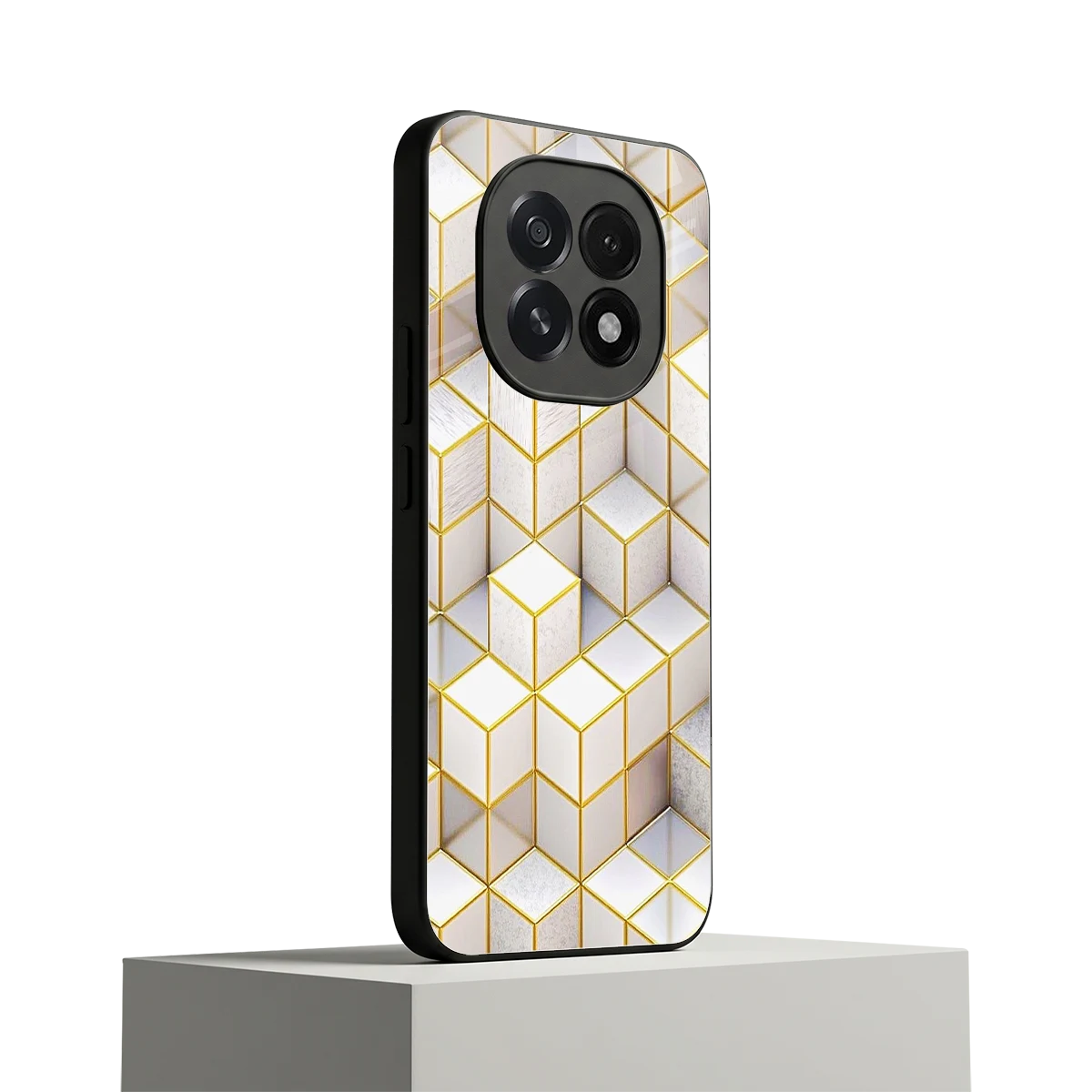 Golden Geometry oppo f29 5g mobile cover | shockproof glass phone case