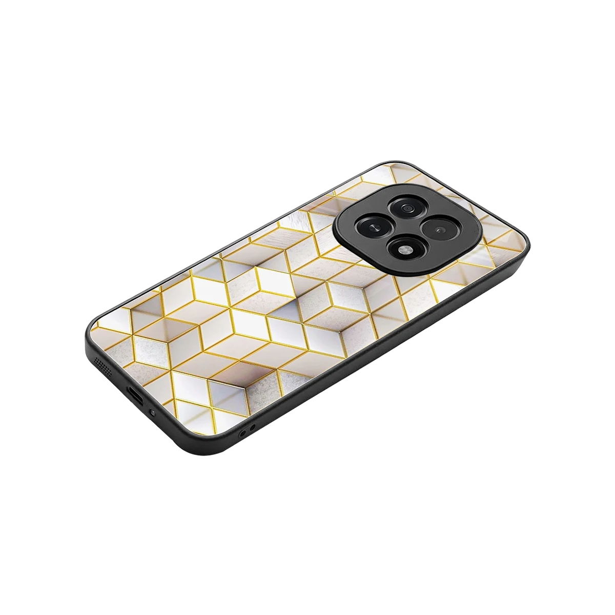 Golden Geometry stylish phone case for oppo f29 5g | glossy glass and slim fit