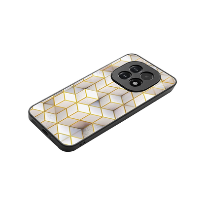 Golden Geometry stylish phone case for oppo f29 5g | glossy glass and slim fit