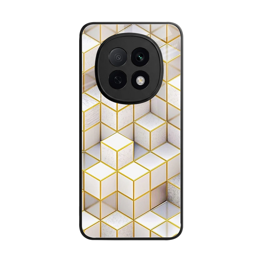 Golden Geometry back phone cover | glass case for oppo f29 pro 5g