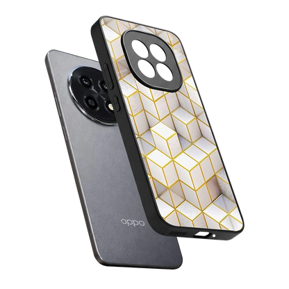 Golden Geometry sleek oppo f29 pro 5g cover with tempered glass back and TPU edges