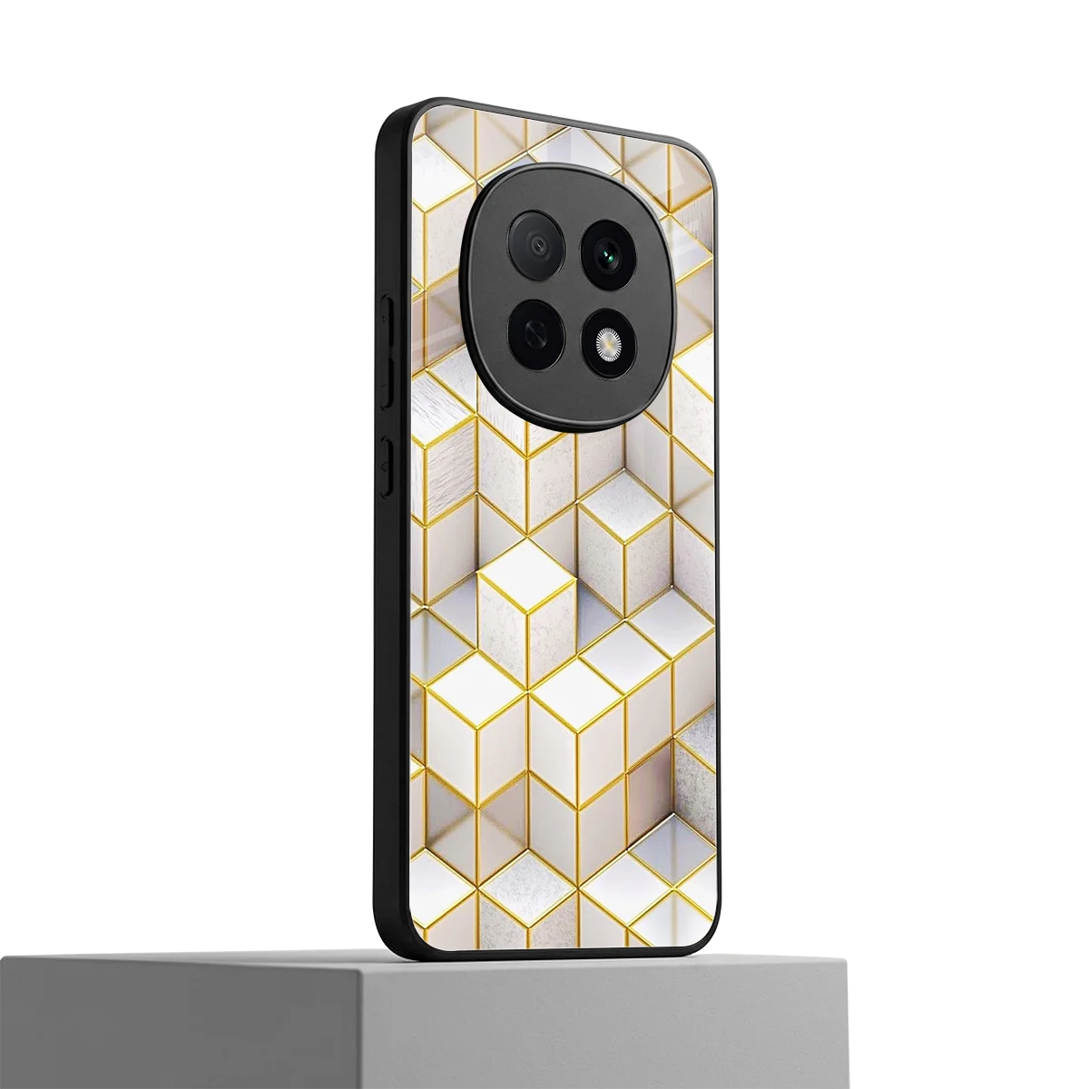 Golden Geometry oppo f29 pro 5g mobile cover | shockproof glass phone case