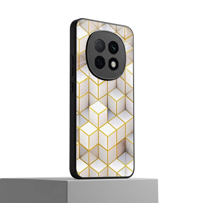 Golden Geometry oppo f29 pro 5g mobile cover | shockproof glass phone case