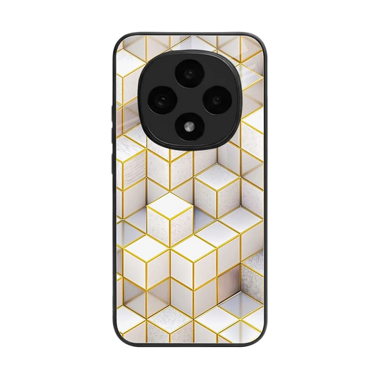 Golden Geometry back phone cover | glass case for oppo f31 pro 5g