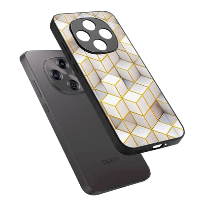 Golden Geometry sleek oppo f31 pro 5g cover with tempered glass back and TPU edges