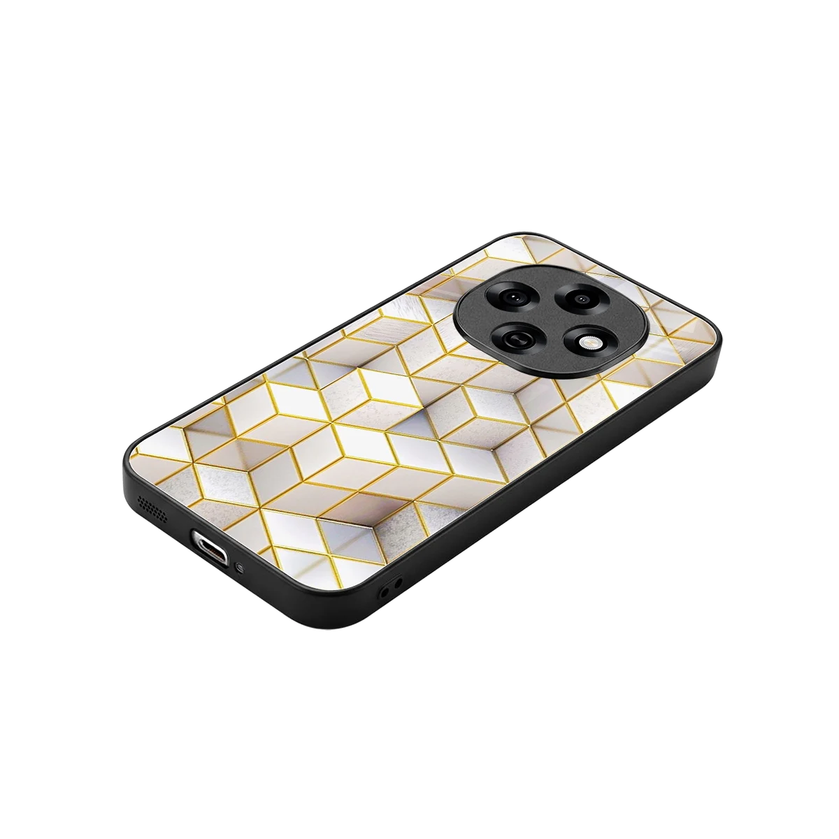 Golden Geometry stylish phone case for oppo f31 pro 5g | glossy glass and slim fit