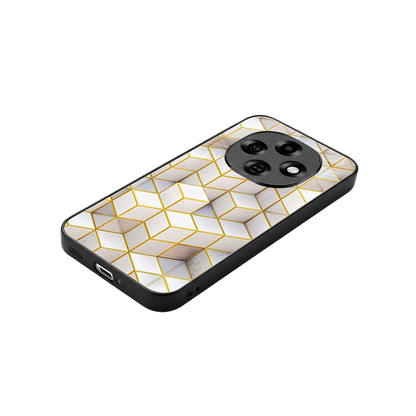 Golden Geometry stylish phone case for oppo f31 pro 5g | glossy glass and slim fit