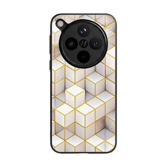 Golden Geometry back phone cover | glass case for oppo find x8