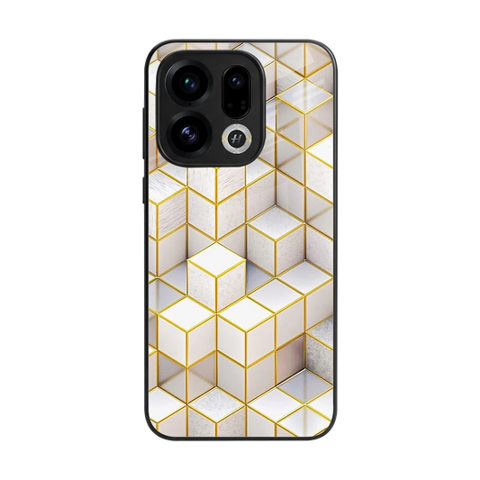 Golden Geometry back phone cover | glass case for oppo find x9