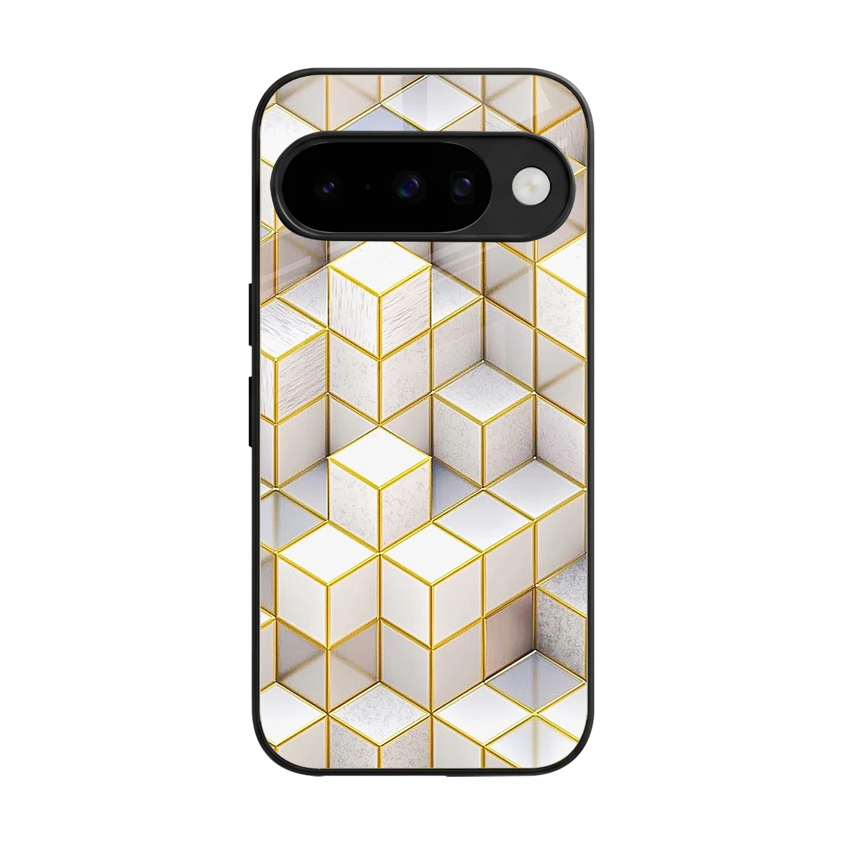 Golden Geometry back phone cover | glass case for google pixel 10