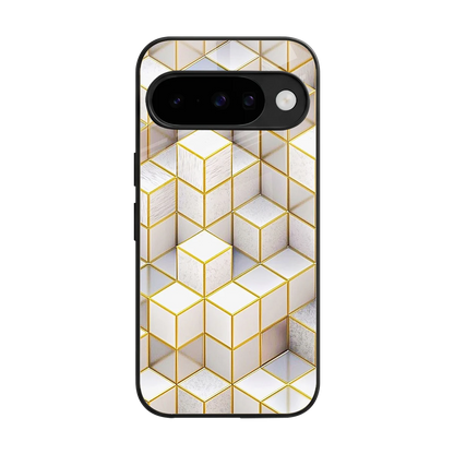 Golden Geometry back phone cover | glass case for google pixel 10