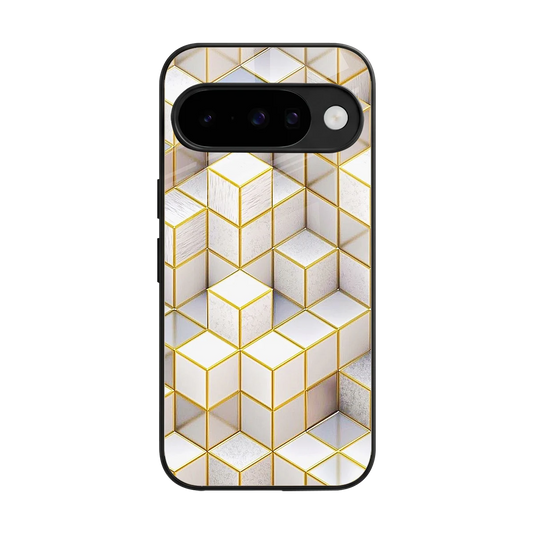 Golden Geometry back phone cover | glass case for google pixel 10