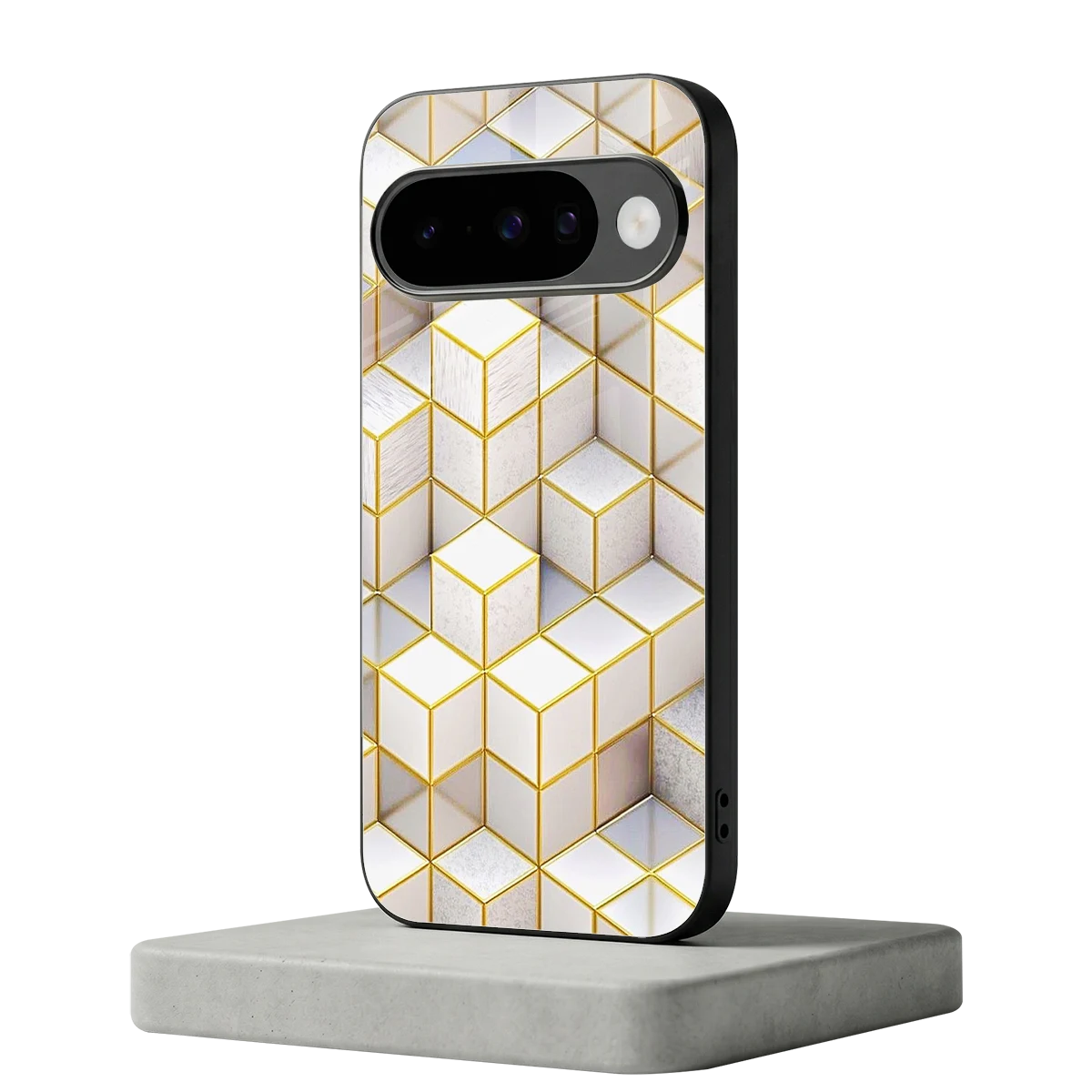 Golden Geometry google pixel 10 mobile cover | shockproof glass phone case