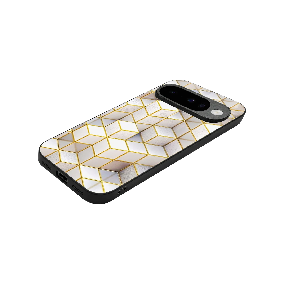 Golden Geometry stylish phone case for google pixel 10 | glossy glass and slim fit
