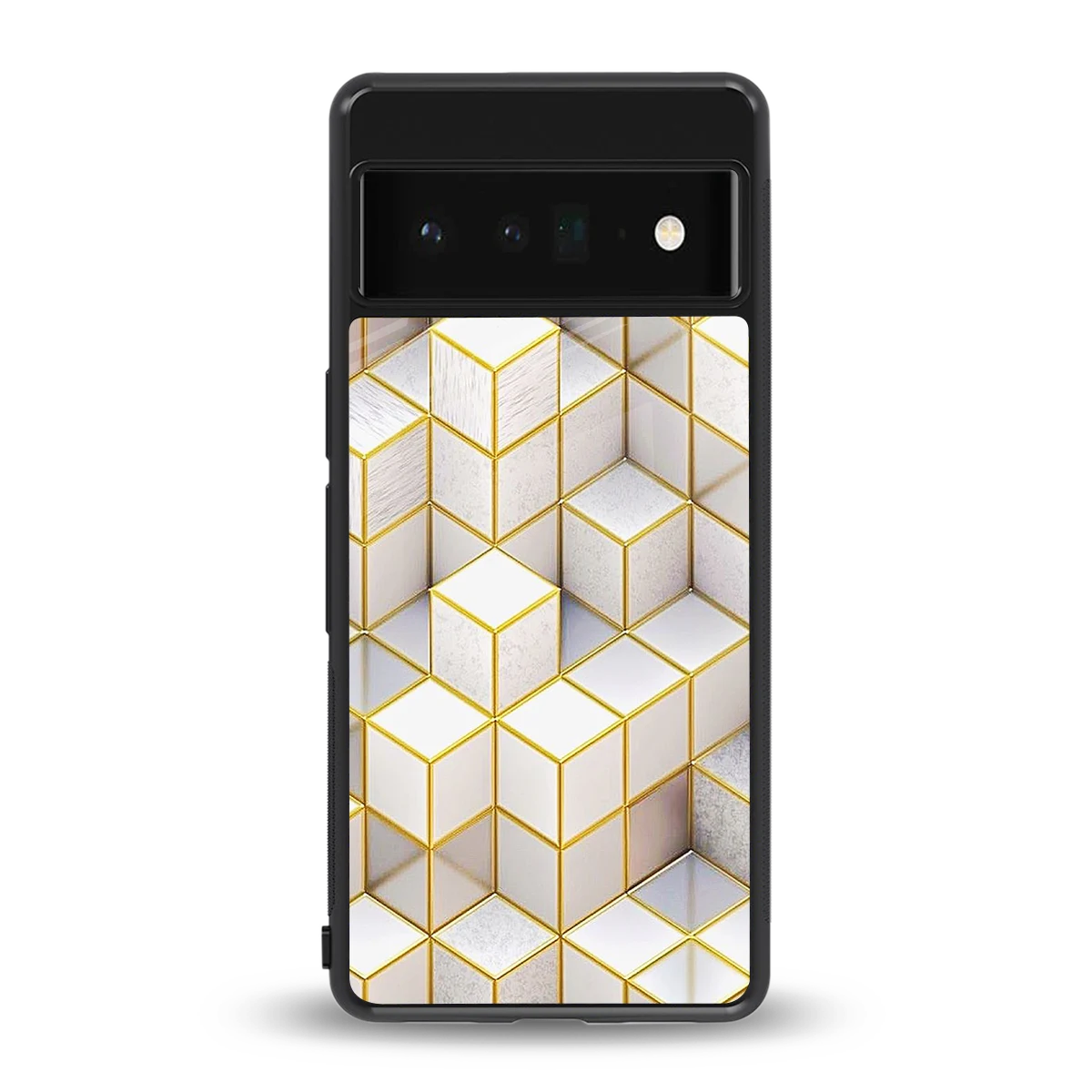 Golden Geometry back phone cover | glass case for google pixel 6 pro