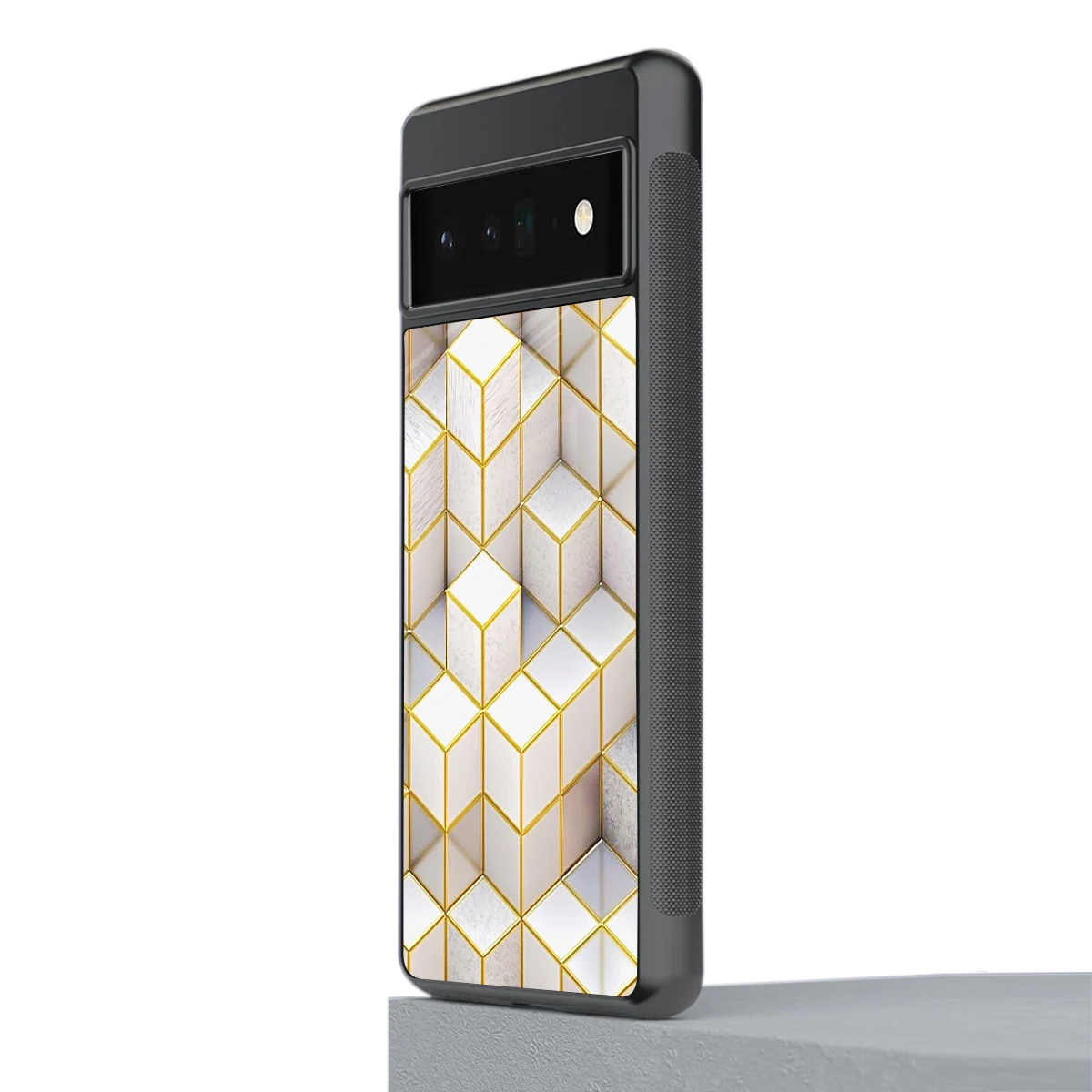 Golden Geometry stylish phone case for google pixel 6 pro | glossy glass and slim fit