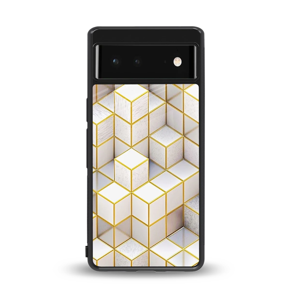 Golden Geometry back phone cover | glass case for google pixel 6a