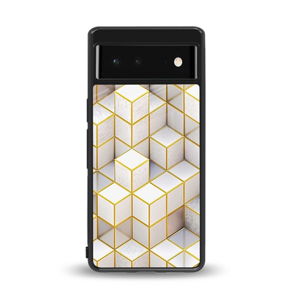 Golden Geometry back phone cover | glass case for google pixel 6a