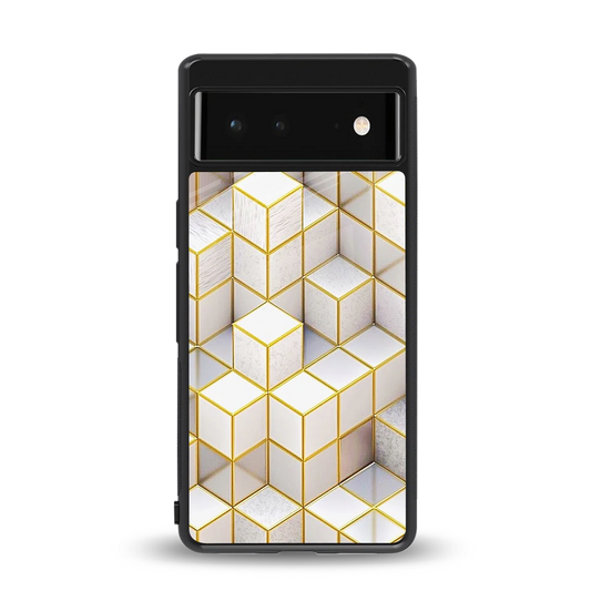 Golden Geometry back phone cover | glass case for google pixel 6a
