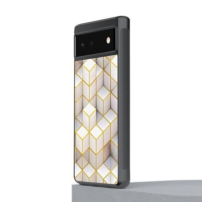 Golden Geometry stylish phone case for google pixel 6 | glossy glass and slim fit