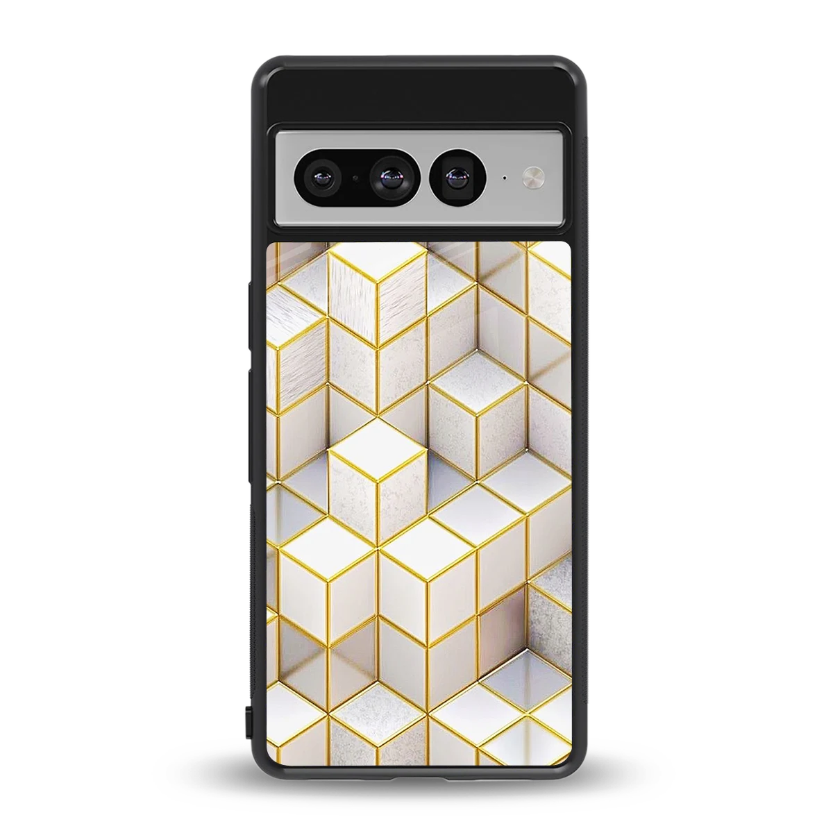 Golden Geometry back phone cover | glass case for google pixel 7 pro