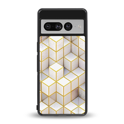 Golden Geometry back phone cover | glass case for google pixel 7 pro