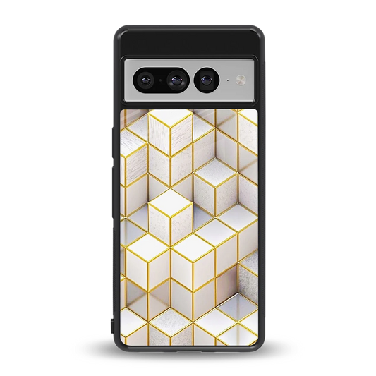 Golden Geometry back phone cover | glass case for google pixel 7 pro