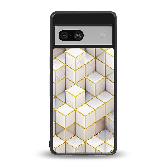 Golden Geometry back phone cover | glass case for google pixel 7a