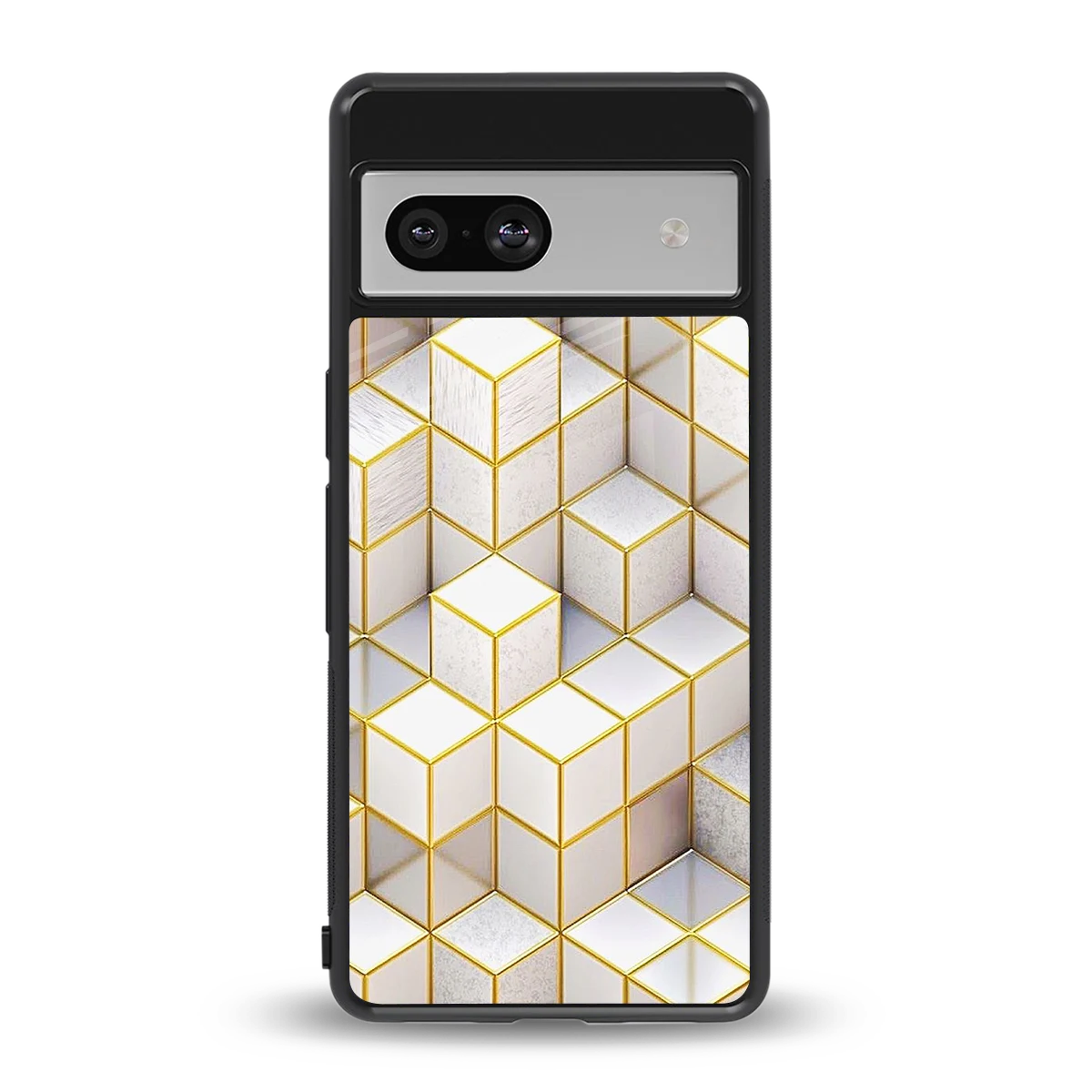 Golden Geometry back phone cover | glass case for google pixel 7