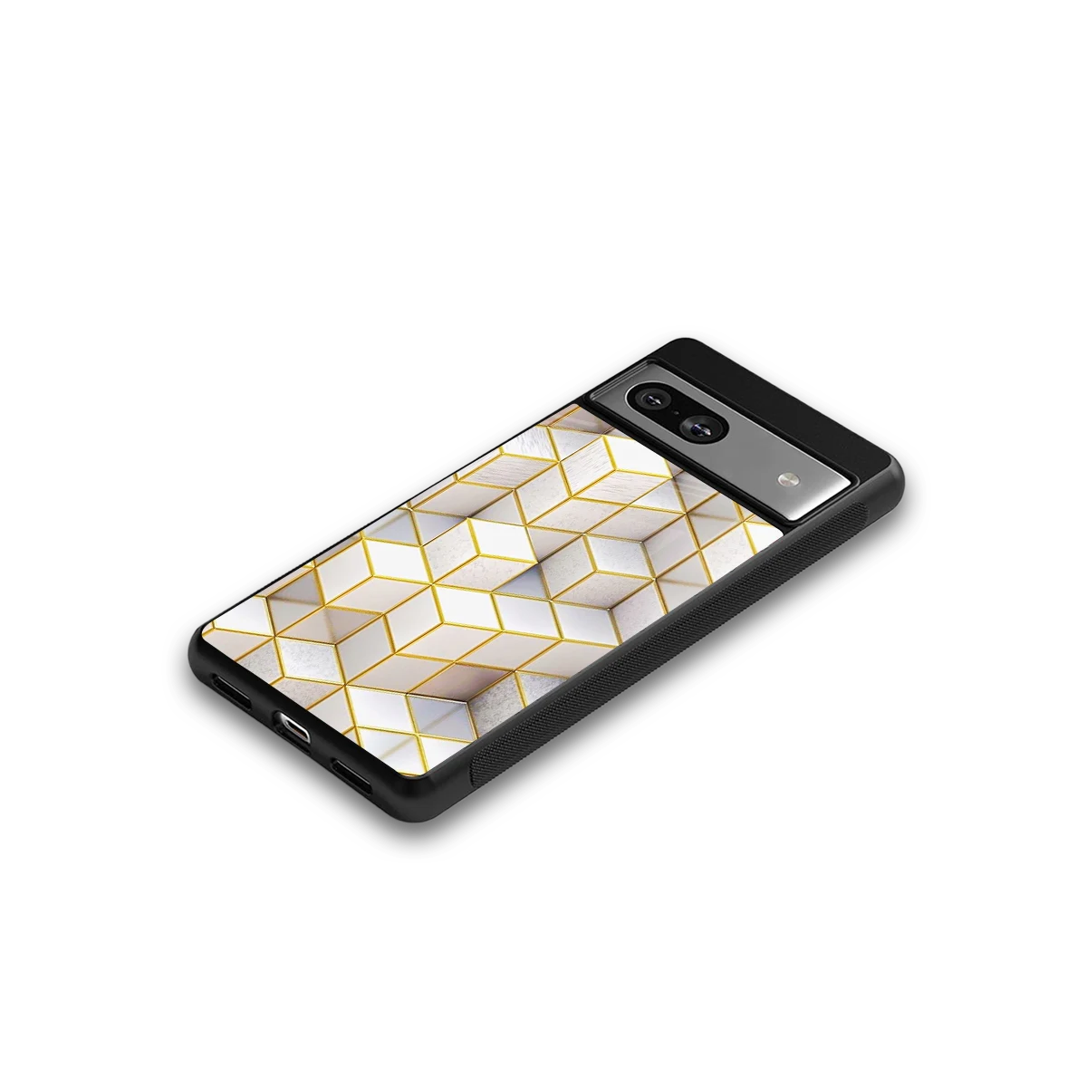 Golden Geometry google pixel 7a mobile cover | shockproof glass phone case