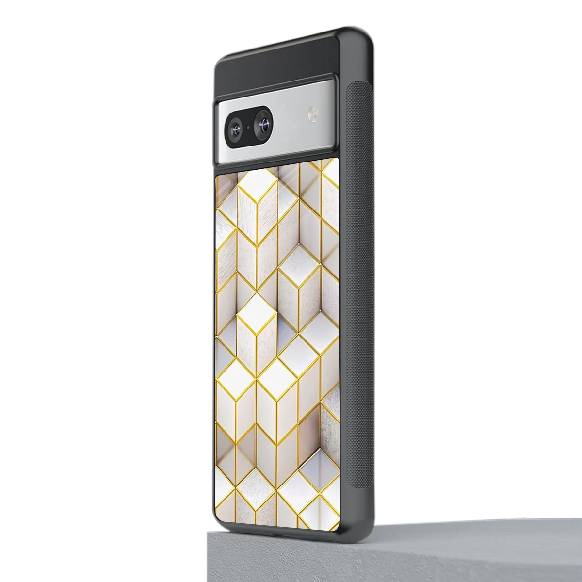 Golden Geometry stylish phone case for google pixel 7 | glossy glass and slim fit