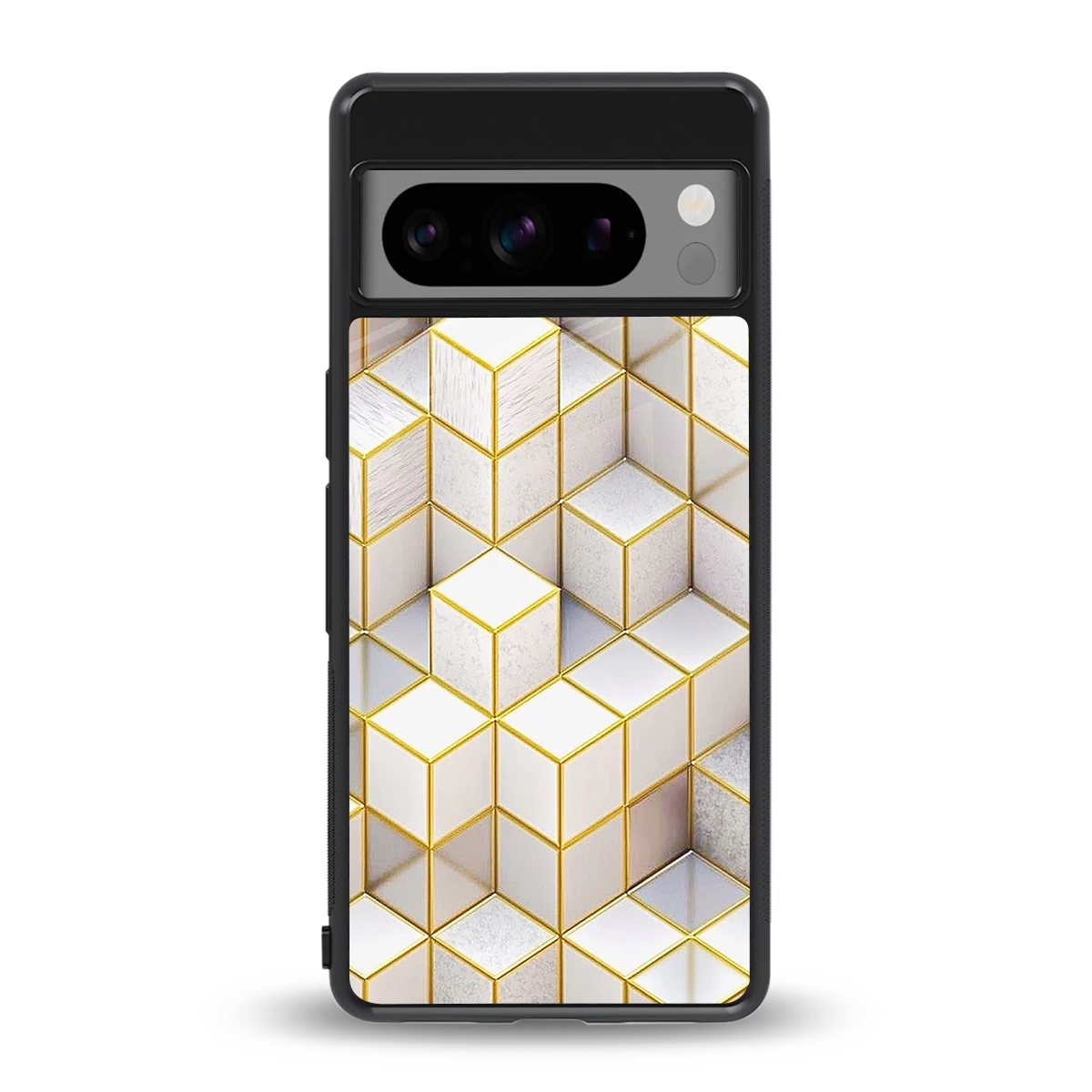 Golden Geometry back phone cover | glass case for google pixel 8 pro