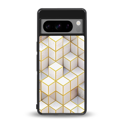 Golden Geometry back phone cover | glass case for google pixel 8 pro