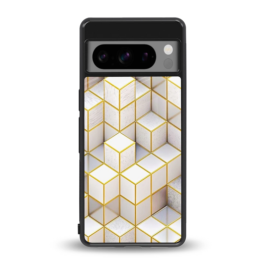 Golden Geometry back phone cover | glass case for google pixel 8 pro