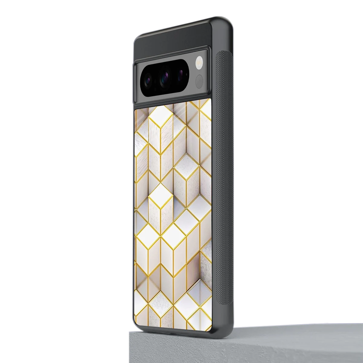 Golden Geometry stylish phone case for google pixel 8 pro | glossy glass and slim fit