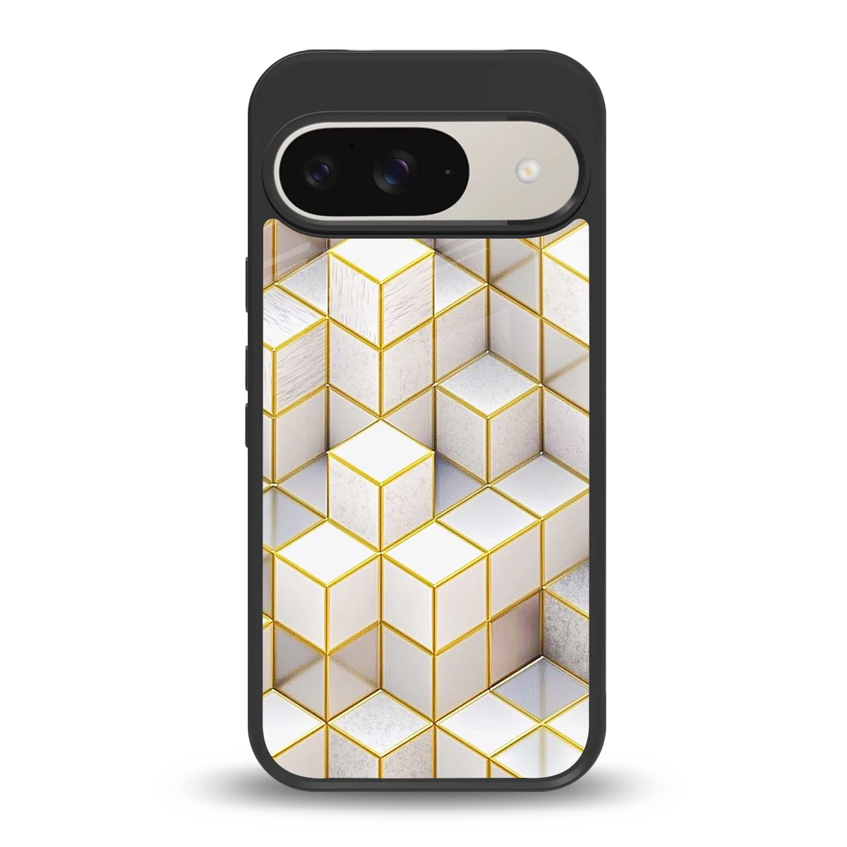 Golden Geometry back phone cover | glass case for google pixel 9