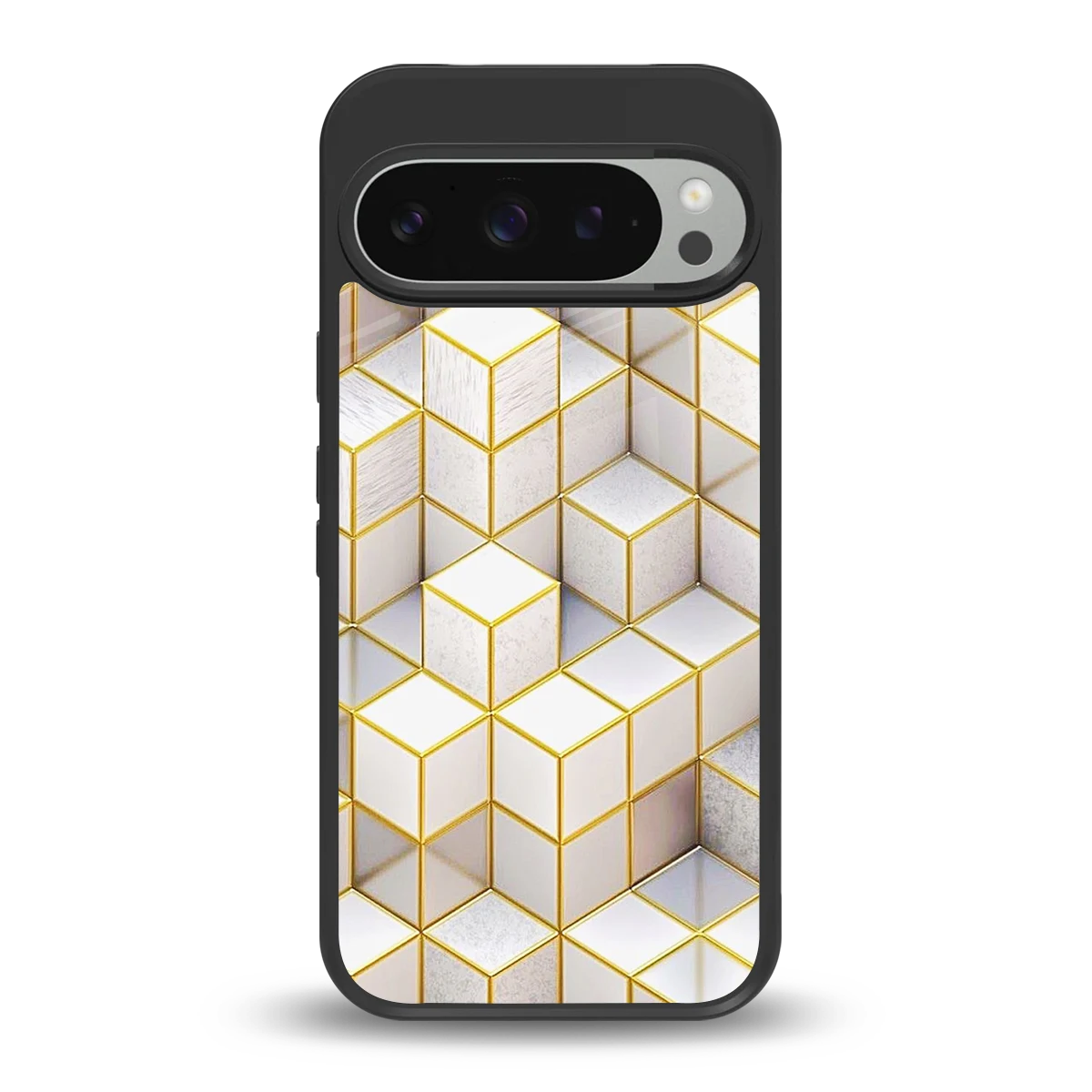 Golden Geometry back phone cover | glass case for google pixel 9 pro xl