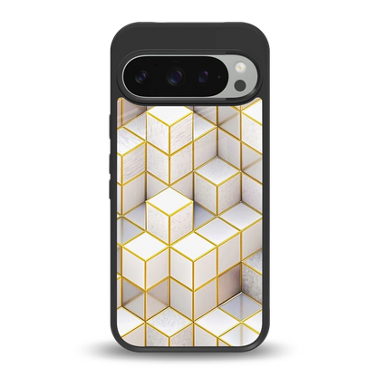 Golden Geometry back phone cover | glass case for google pixel 9 pro xl