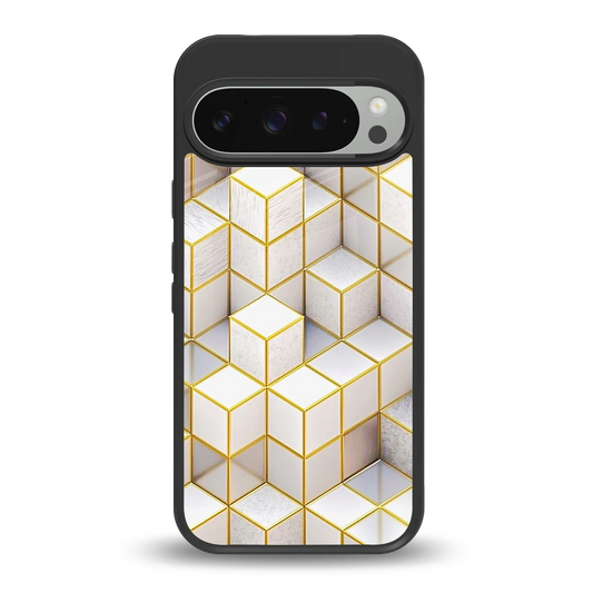Golden Geometry back phone cover | glass case for google pixel 9 pro xl