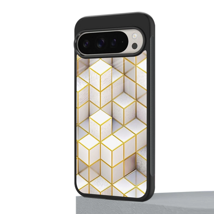 Golden Geometry google pixel 9 pro xl mobile cover | shockproof glass phone case