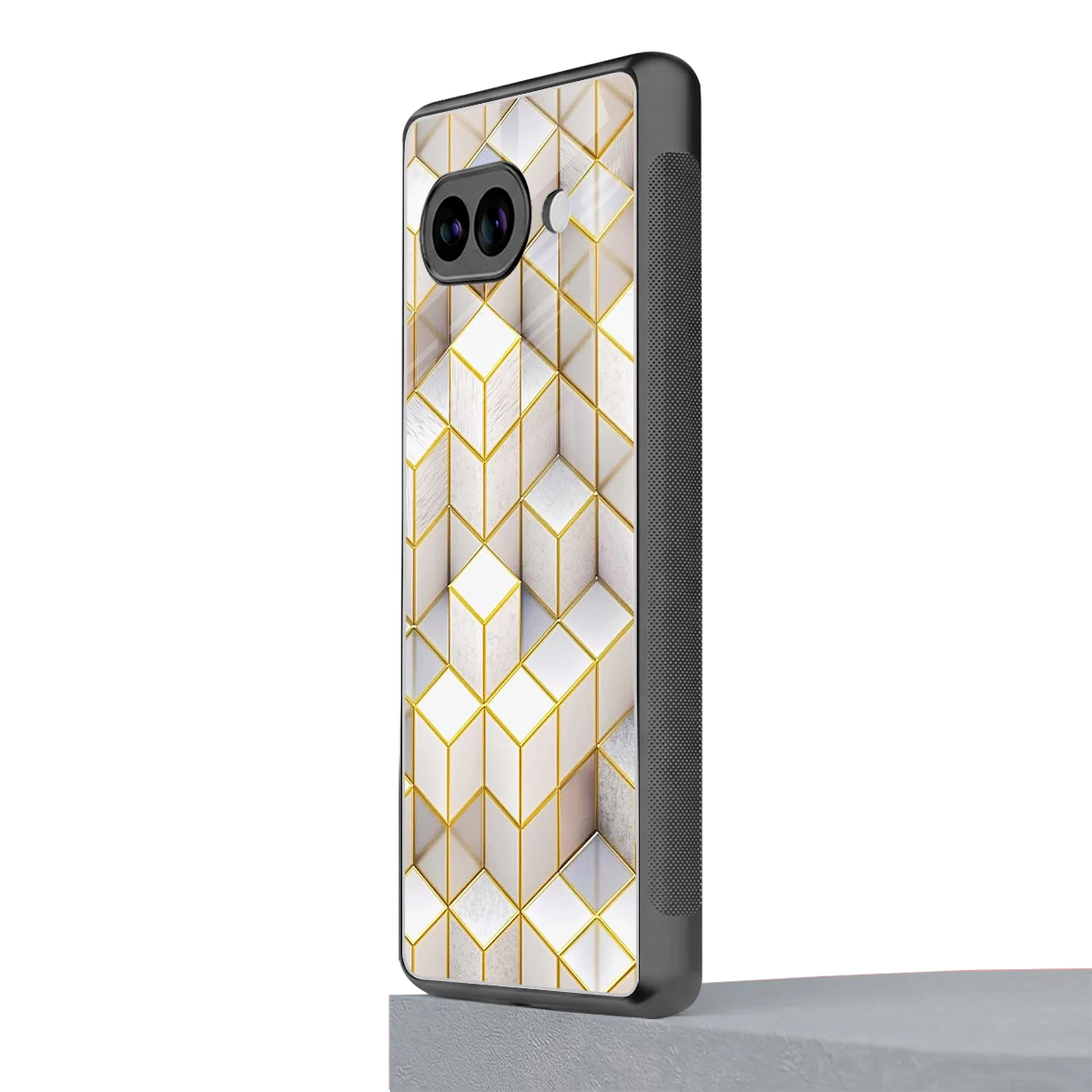 Golden Geometry google pixel 10a mobile cover | shockproof glass phone case