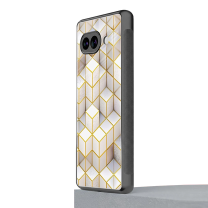 Golden Geometry google pixel 10a mobile cover | shockproof glass phone case