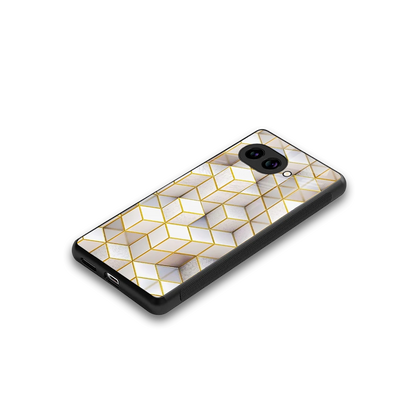 Golden Geometry stylish phone case for google pixel 10a | glossy glass and slim fit