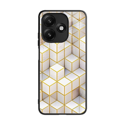 Golden Geometry back phone cover | glass case for redmi 12 5g