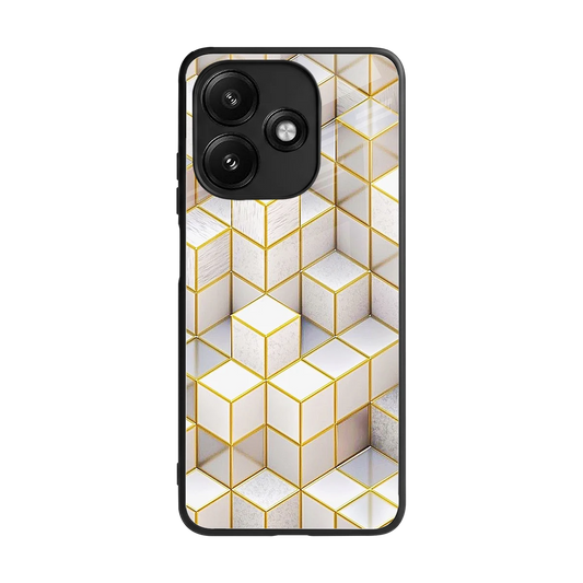 Golden Geometry back phone cover | glass case for redmi 12 5g
