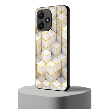 Golden Geometry redmi 12 5g mobile cover | shockproof glass phone case