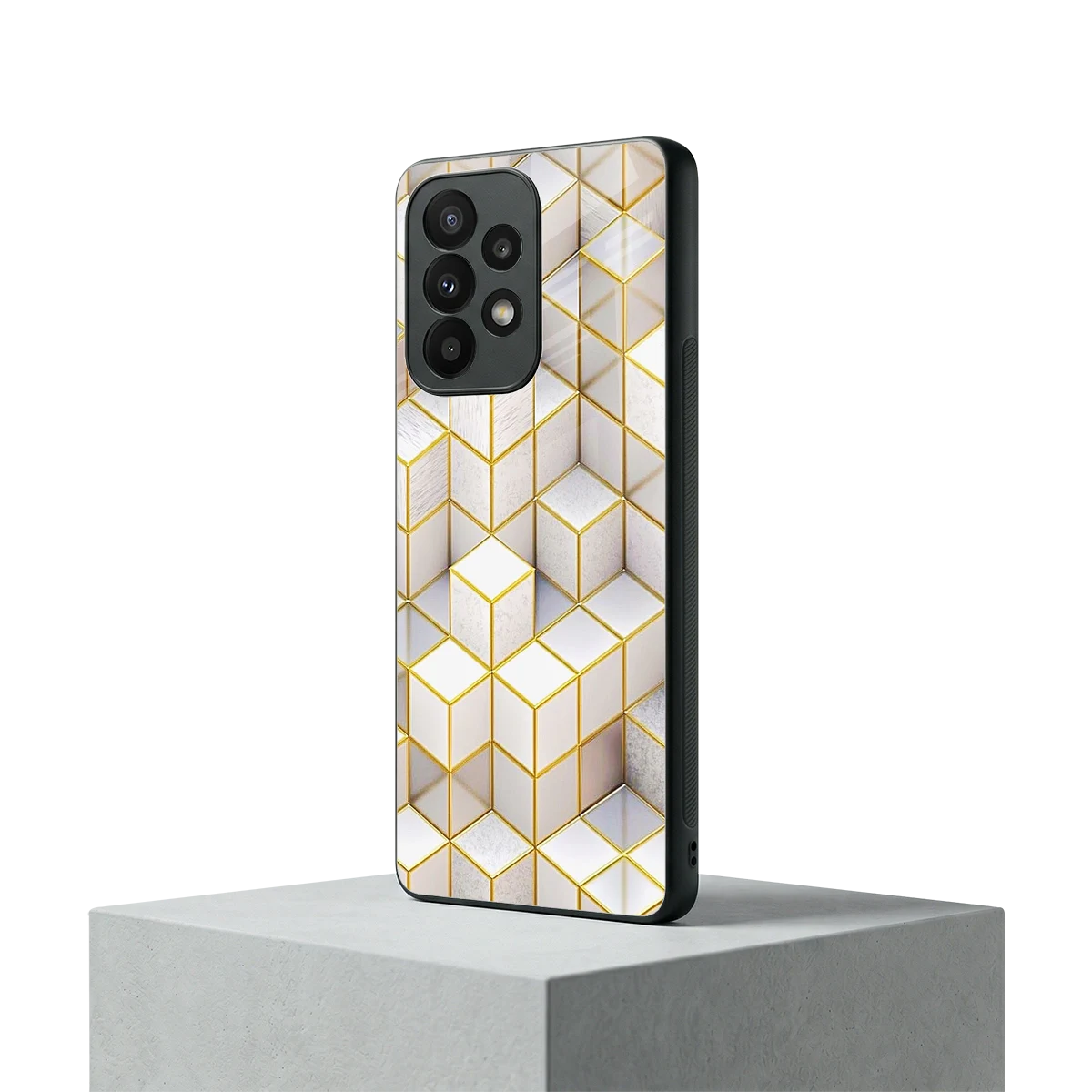 Golden Geometry samsung galaxy a23 mobile cover | shockproof glass phone case