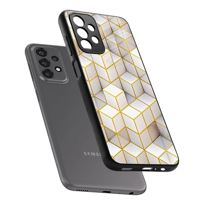 Golden Geometry sleek samsung galaxy a23 cover with tempered glass back and TPU edges