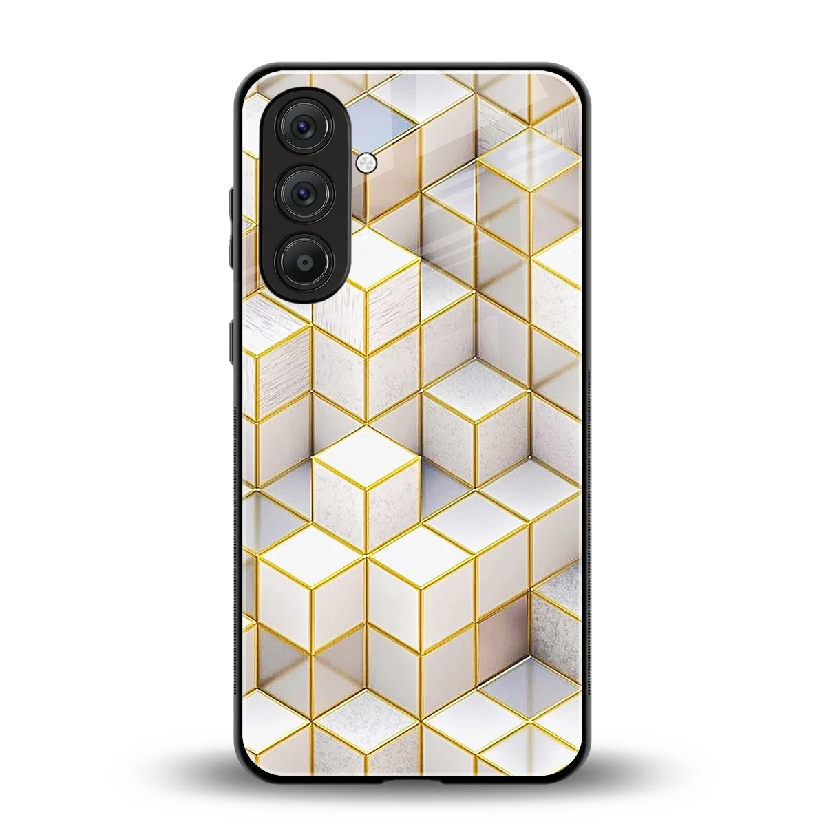 Golden Geometry back phone cover | glass case for samsung galaxy a55 5g
