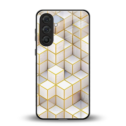 Golden Geometry back phone cover | glass case for samsung galaxy a55 5g